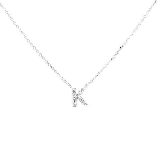 Crystal K Necklace Silver