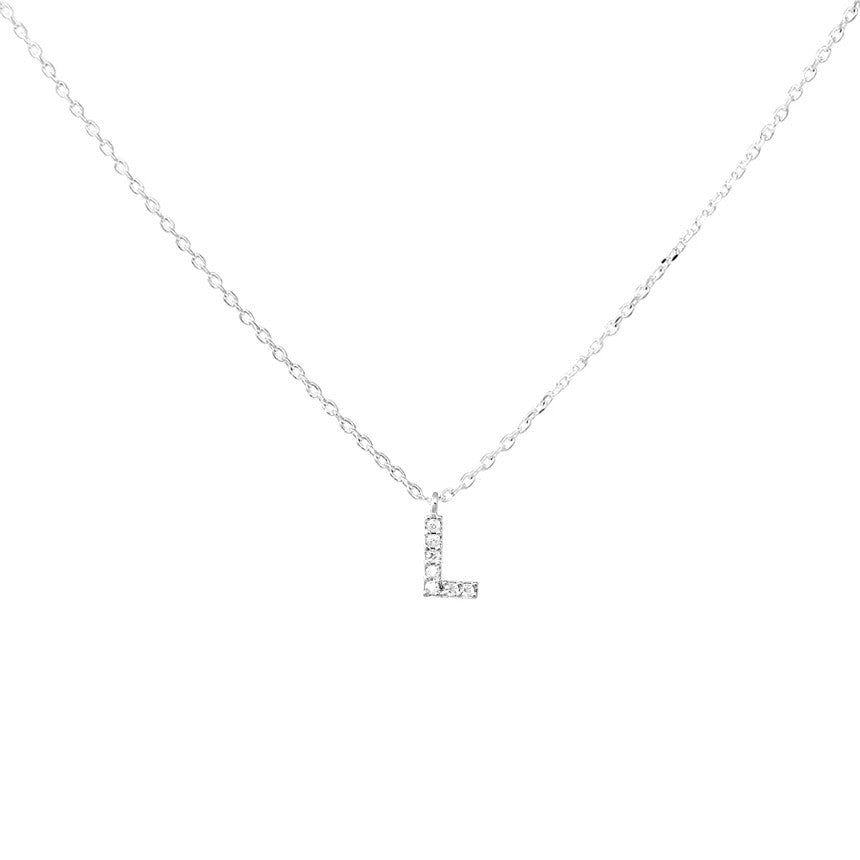 Crystal L Necklace Silver