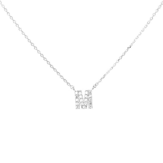 Crystal M Necklace Silver