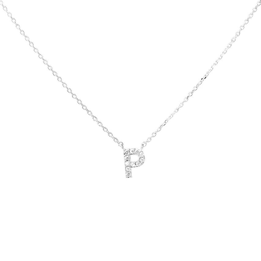 Crystal P Necklace Silver
