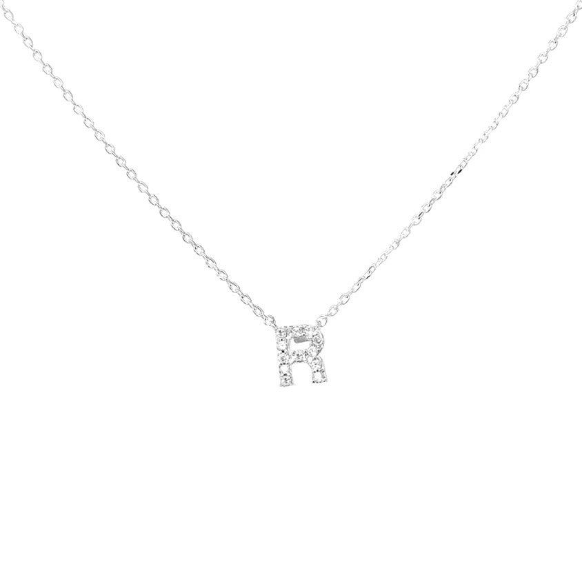 Crystal R Necklace Silver