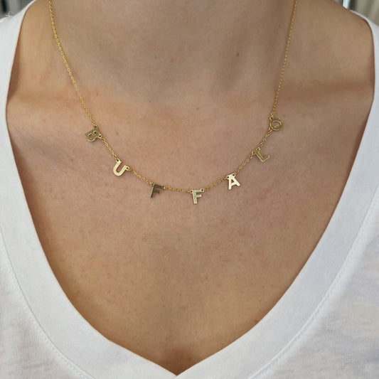 Buffalo Letter Necklace Gold