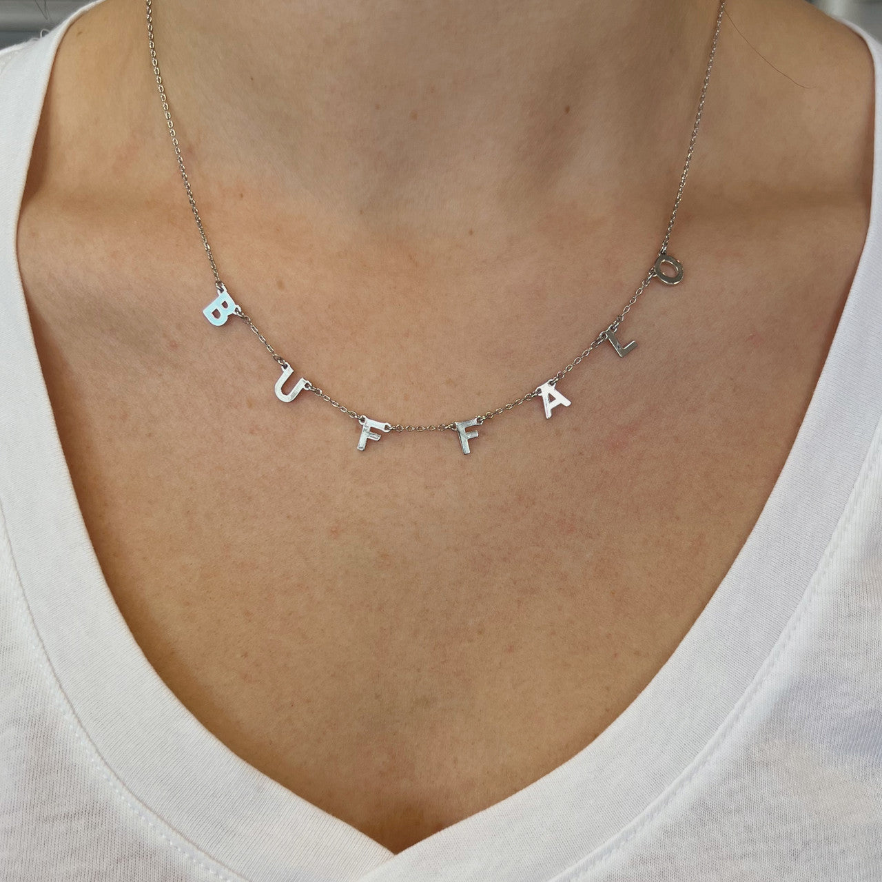 Buffalo Letter Necklace Silver