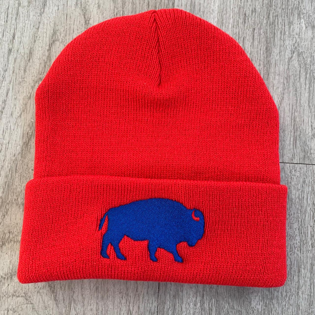 Buffalo Beanie Red and Blue