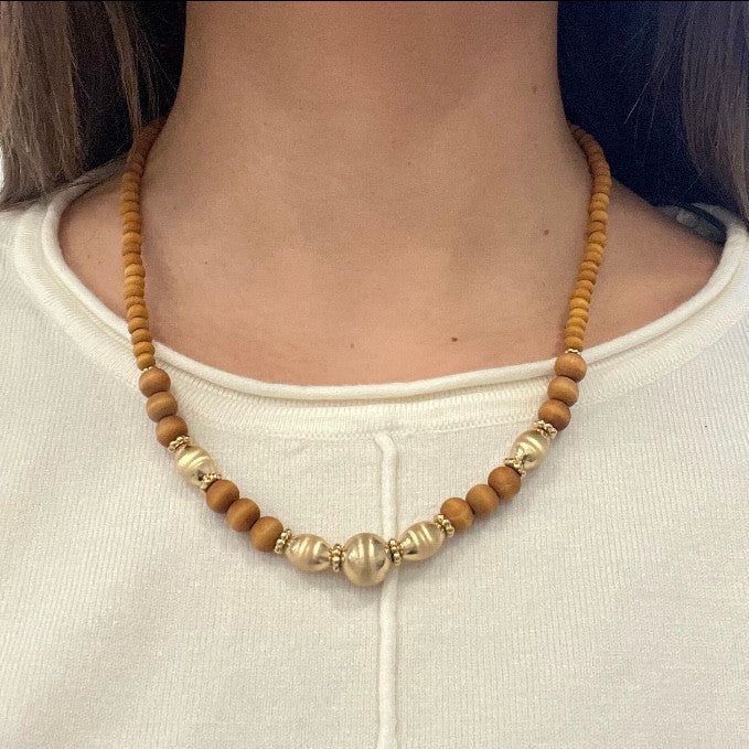 Wood Bead Necklace Honey